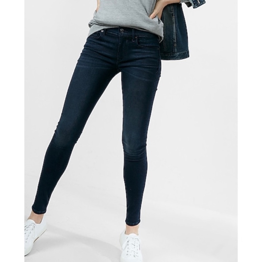 EXPRESS Mid Rise Dark Wash Jean Leggings
